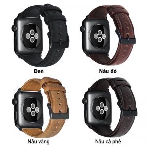 Dây Apple Watch da bò Black Buckle